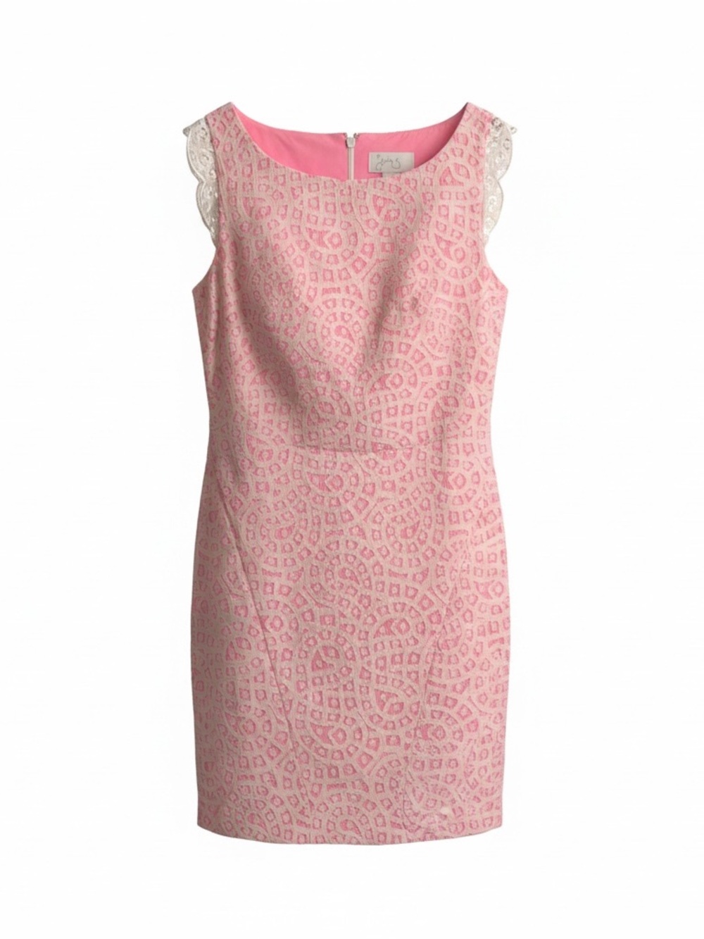 Jessica Simpson Sleeveless Pink Lace-Accent Sheath Dress